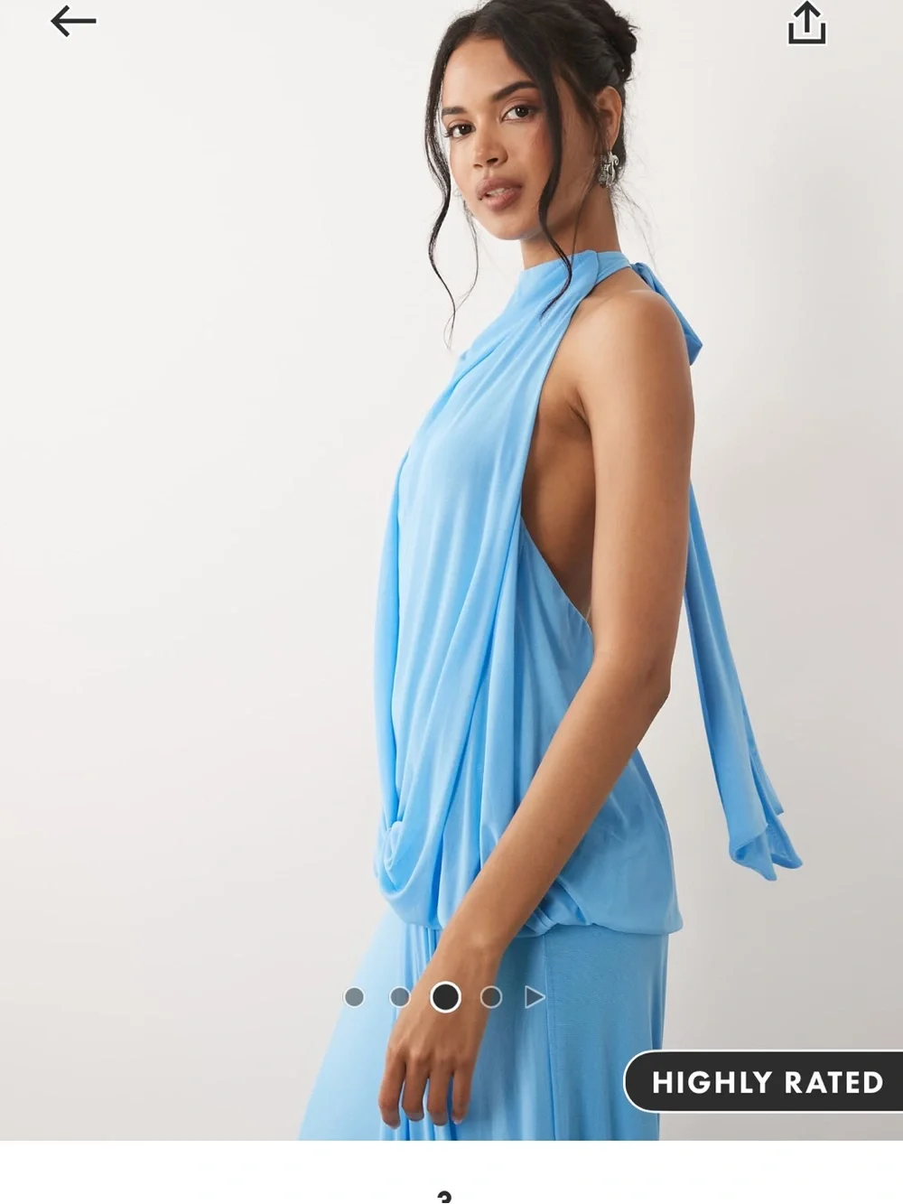 ASOS Design | Mesh Halter Sky Blue Draped Maxi Dress
